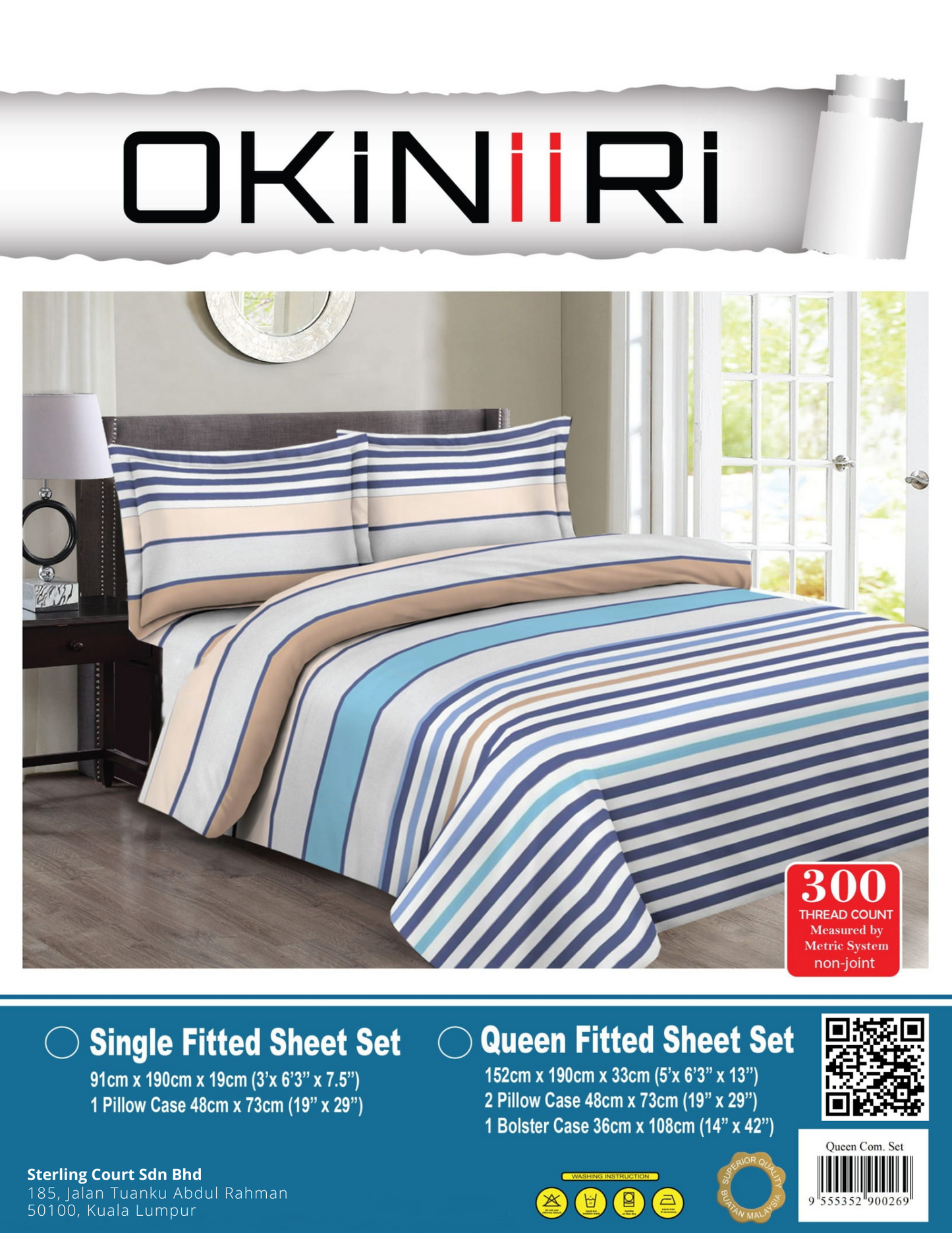 Okiniiri Bed Linen Cotton  Stripe [FREE Comforter]