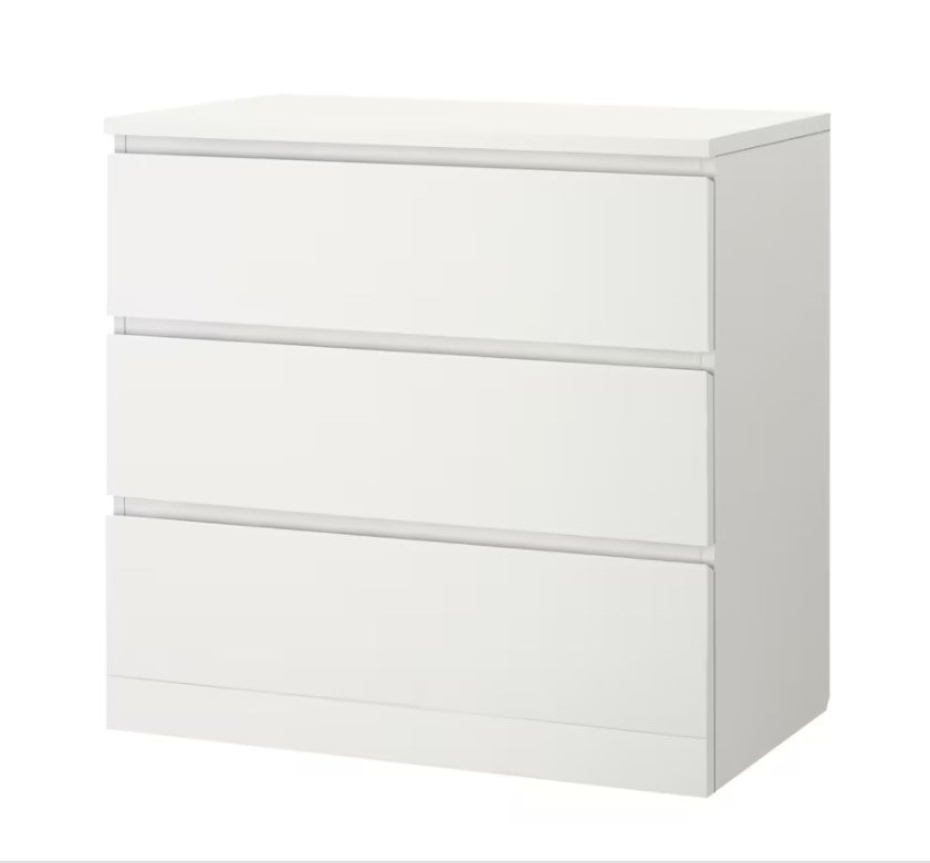 MALM Chest of 3 drawers, white80x78 cm