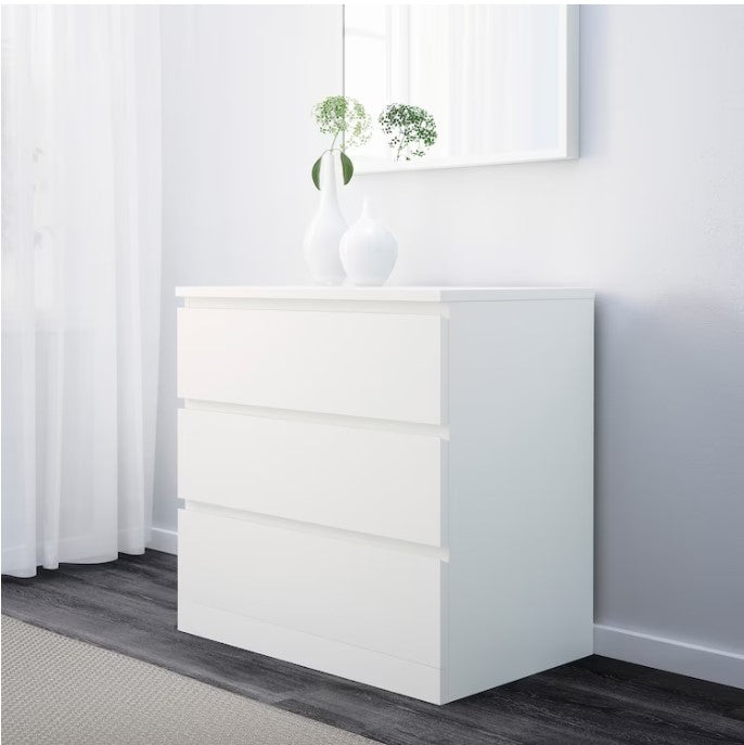 MALM Chest of 3 drawers, white80x78 cm