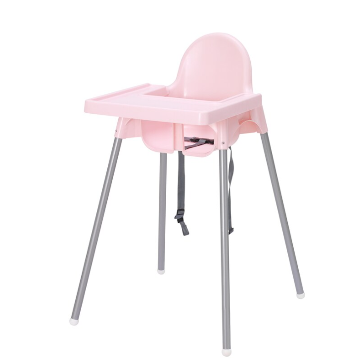 ANTILOP Highchair with tray, pink/silver-colour