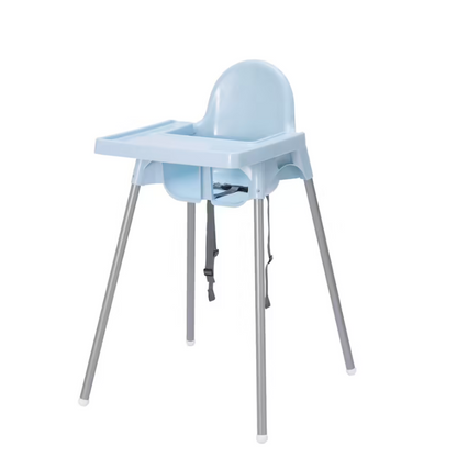 ANTILOP Highchair with tray, light blue/silver-colour