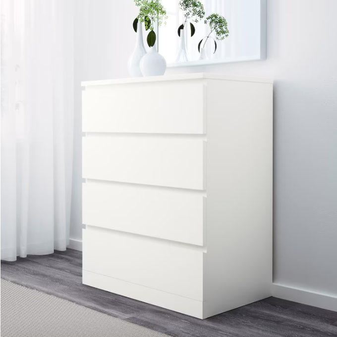MALM Chest of 4 drawers, white80x100 cm